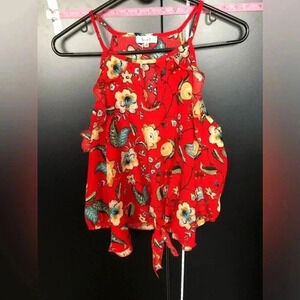 Love J Cold Shoulder mid sleeve, keyhole boat neck,ruffle,spaghetti strap floral